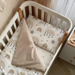 Poza cu Set lenjerie de pat bebeluși 3 piese, model Norisori bej